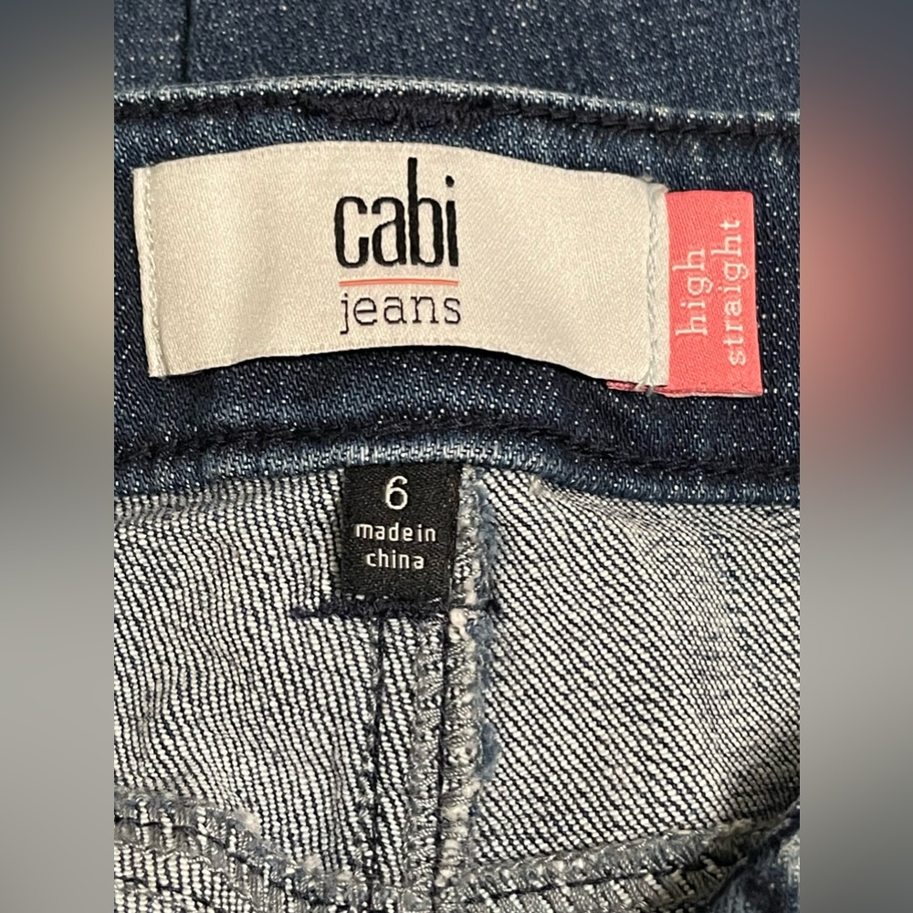 Cabi High Straight Tuxedo Denim Jeans Size 6 - Picture 7 of 8